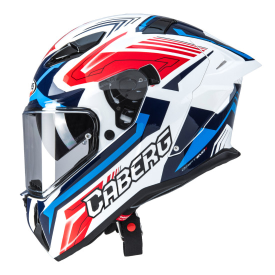 CABERG UŽDARAS ŠALMAS SU SKYDELIU, MODELIS DRIFT EVO II JARAMA, SPALVA BALTA / RAUDONA / MĖLYNA, DYDIS XL (SU PINLOCK UŽ