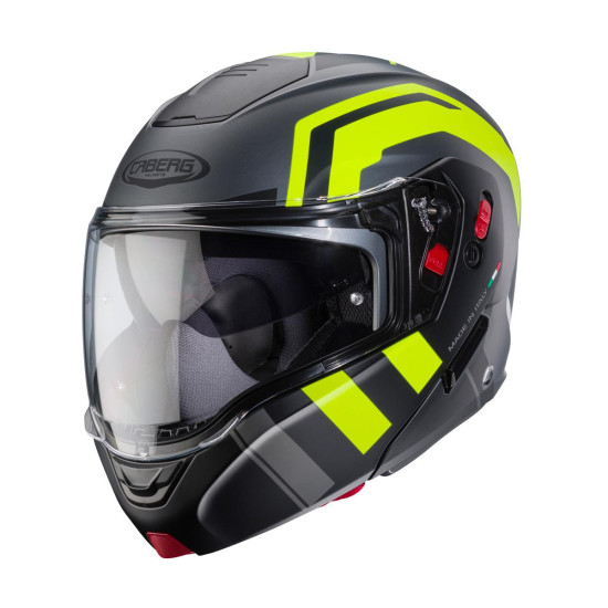 CABERG AKCINIS ATLENKIAMAS KALNŲ ŠALMAS HORUS X ROAD MODELIS SPALVA MATINIS PILKAS / JUODA / FLUO GELTONA DYDIS S (SU PI