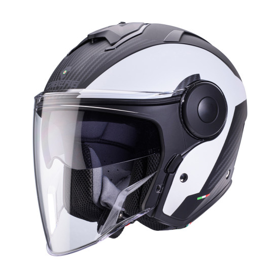 CABERG JET ATVIRAS ŠALMAS SU SKYDELIU, MODELIS SOHO MILANO, SPALVA BALTA / MATINĖ JUODA, DYDIS M