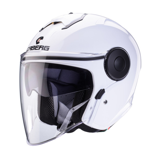 CABERG JET ATVIRAS ŠALMAS SU SKYDELIU SOHO, VIENETOS SPALVOS, BALTA, BLIZGUS, DYDIS XL
