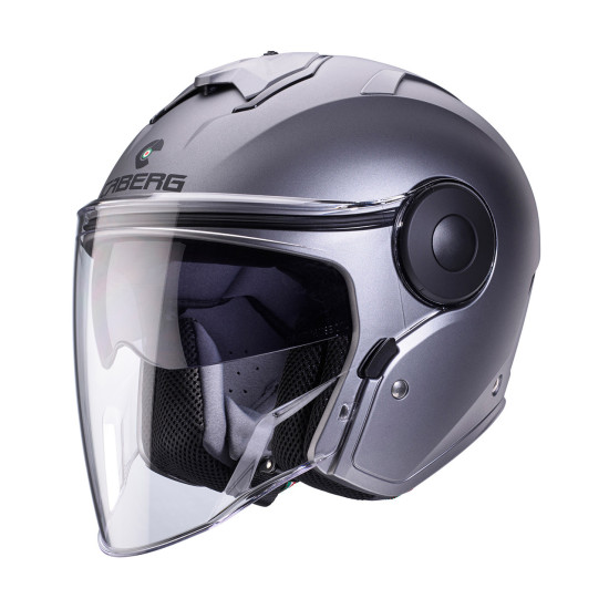 CABERG JET ATVIRAS ŠALMAS SU SKYDELIU SOHO, VIENETINIO MODELIO, MATINIS PILKAS, PANELIO METALO SPALVOS, M DYDIS