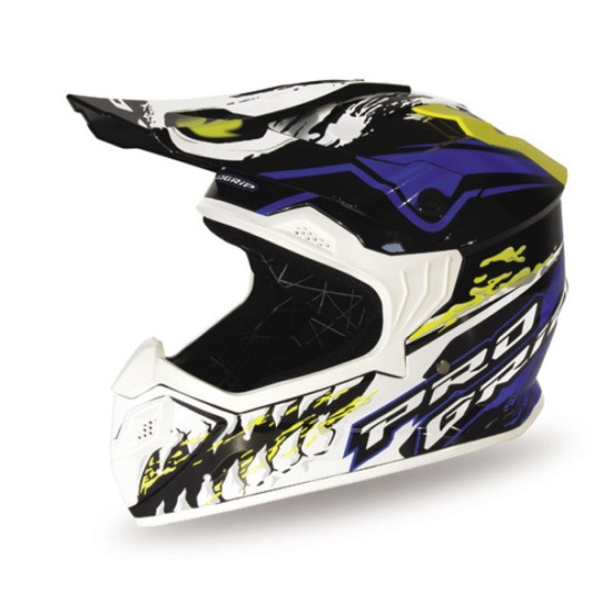 PROGRIP ŠALMAS PG3009 JURASSIC CROSS VAIKAMS / JAUNIMUI / VAIKIŠKAS, SPALVA BALTA / MĖLYNA / GELTONA, FLUORO DYDIS S (30