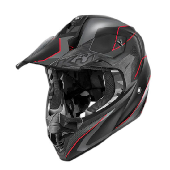 KAPPA ŠALMAS KV49 EVO CHASER CROSS SPALVA JUODA PILKA RAUDONA MATINIS DYDIS 63 / XXL (ECE 22R06 PATVIRTINTA)
