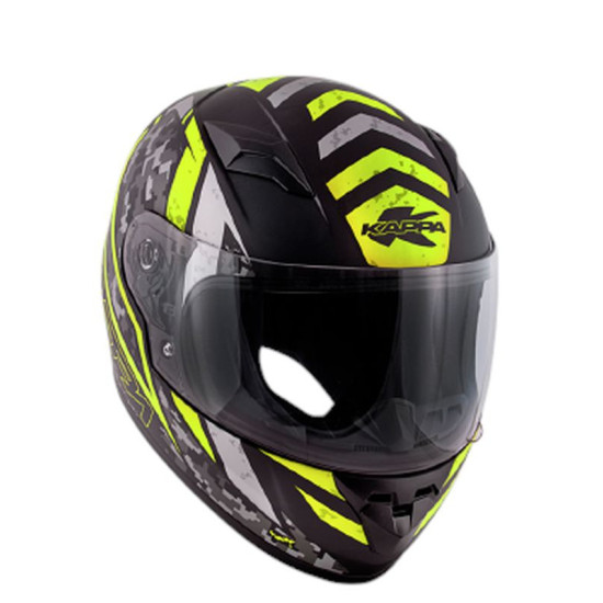 KAPPA ŠALMAS KJ04 EVO PROX VAIKAMS UŽDARAS SPALVOTAS / JUODAS / GELTONAS MATINIS FLUORO DYDIS 50 / M (ECE 22R06 PATVIRTI
