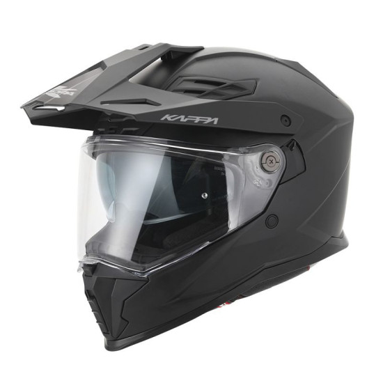 KAPPA KV33 SOLID ENDURO DVIGUBAS BEKELĖS ŠALMAS SU SKYDELIU IR SKLYPU, SPALVA MATINIS JUODA, DYDIS 63 / XXL (ECE 22R06 P