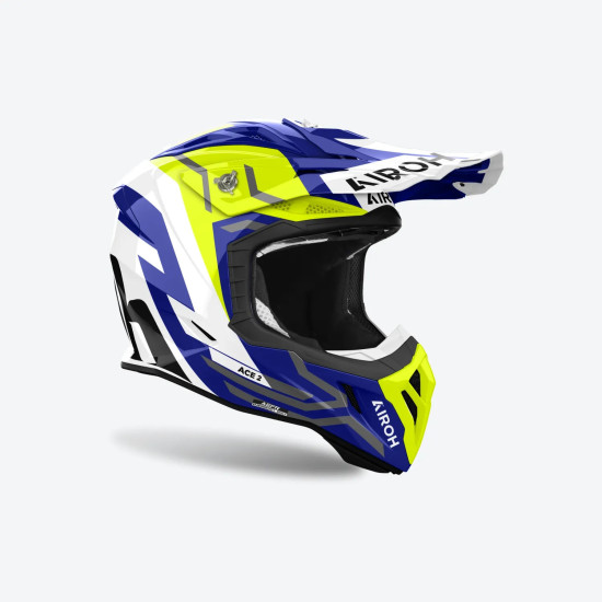 AIROH PROMOTION CROSS / ENDURO / ATV / QUAD ŠALMAS AVIATOR ACE 2 GROUND YELLOW GLOSS SPALVA MĖLYNA / GELTONA FLUO / BALT