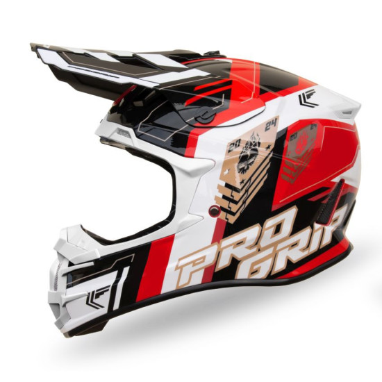PROGRIP KASK CROSS PG3080 SPIRITS KOLOR CZERWONY BIAŁY CZARNY ROZM. XL (3080-149) ( HOMOLOGACJA ECE 22R06, ZAPIĘCIE DD )
