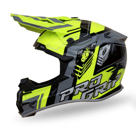 PROGRIP KRYŽMINIS ŠALMAS PG3080 SPIRITS, SPALVA GELTONA, FLUO JUODA, PILKA, DYDIS XL (380-347) (ECE 22R06 PATVIRTINTA, D