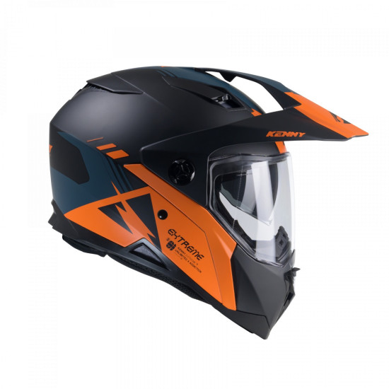KENNY RACING DUAL ADVENTURE ŠALMAS, MODELIS: EXTREME, GRAFINĖ ORANŽINĖ / BENZININĖ, MATINIS, SPALVA: JUODA / ORANŽINĖ, D