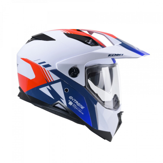 KENNY RACING KASK DUAL ADVENTURE MODEL EXTREME GRAPHIC PATRIOT KOLOR BIAŁY / NIEBIESKI / CZERWONY ROZMIAR XXL ( 63 - 64 