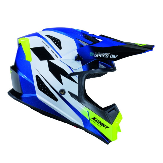 KENNY RACING KASK CROSS / ENDURO TRACK KID / JUNIOR / DZIECIĘCY GRAPHIC SPEED NEON BLUE KOLOR NIEBIESKI / BIAŁY ŻÓŁTY RO
