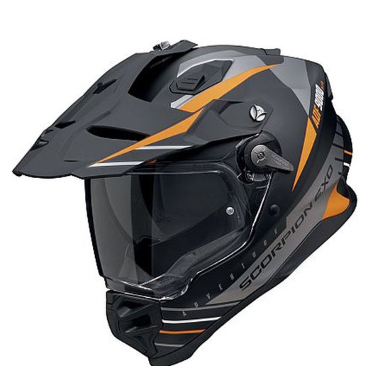 SCORPION DUAL ENDURO / NUOTYKIŲ ŠALMAS ADF-9000 AIR FEAT JUODA / SIDABRINĖ / ORANŽINĖ MATINĖ DYDIS L