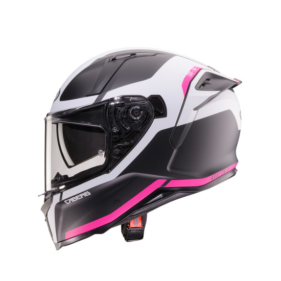 CABERG 2026 UŽDARAS ŠALMAS SU SKYDELIU, MODELIS AVALON X, GRYNOS SPALVOS, MATINĖ JUODA / BALTA / FUKSIJOS (INTENSYVIAI R