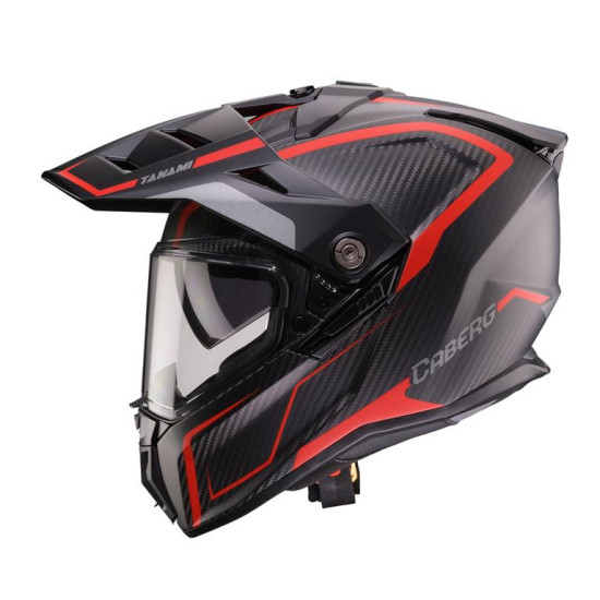 CABERG 2026 BEKELĖS / TRAIL / NUOTYKIŲ DUOSPORT (DVIGUBA) ŠALMAS TANAMI CARBON GRAVITY SPALVA RAUDONA / PILKA DYDIS L