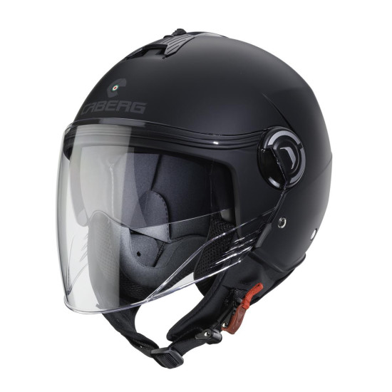 CABERG JET ATVIRAS ŠALMAS SU SKYDELIU, MODELIS RIVIERA V4X, VIENOS SPALVOS, MATINIS JUODA, DYDIS XXS