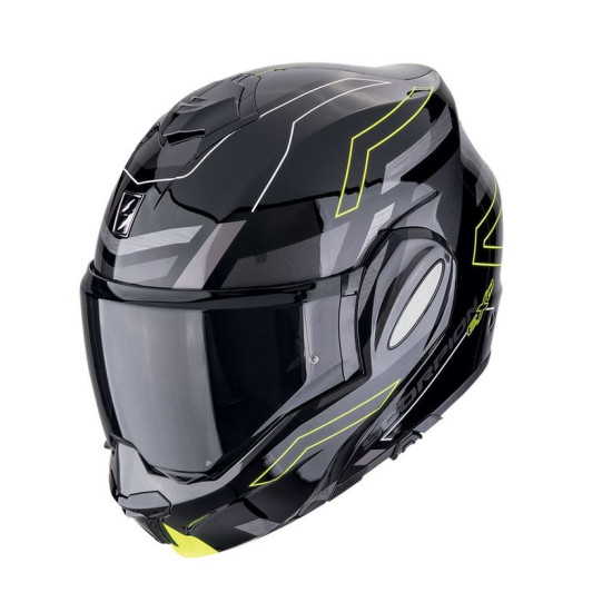 SCORPION purvasauginis šalmas (žandikaulis atgal) EXO-TECH EVO CONQUER juodas / neoninis geltonas dydis L