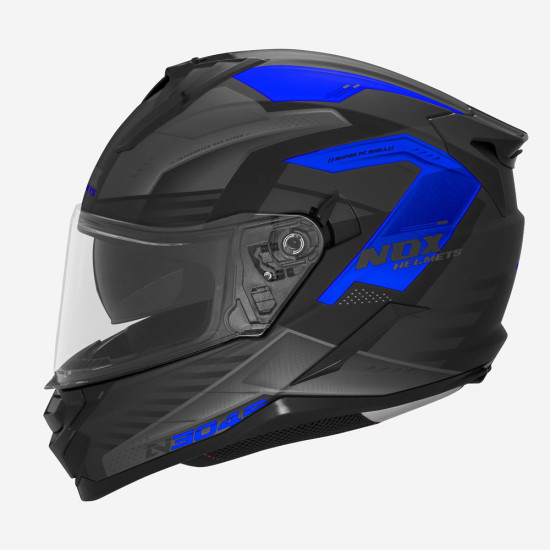 NOX PROMOCJA KASK INTEGRALNY (FULL FACE) Z BLENDĄ N304S CARVER KOLOR CZARNY / NIEBIESKI MAT ROZMIAR L