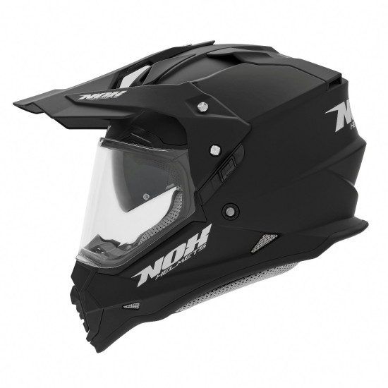 NOX OFFROAD / TRAIL DUOSPORT (DVIGUBAS) ŠALMAS N312 Tvirtas su skydeliu ir snapeliu, matinės juodos spalvos, S dydis