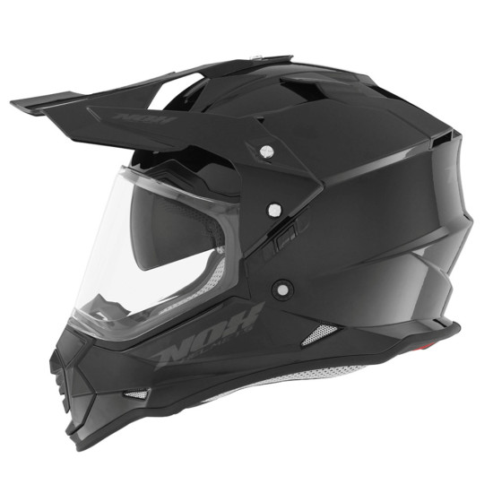 NOX OFFROAD / TRAIL DUOSPORT (DVIGUBAS) ŠALMAS N312 Tvirtas su skydeliu ir snapeliu, spalva – blizgi juoda, dydis XXL