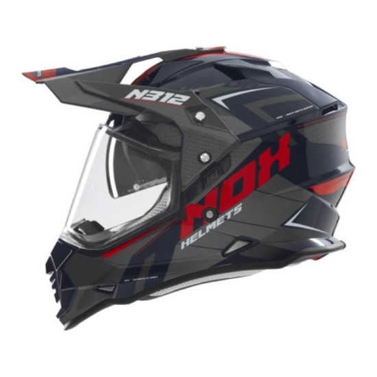 NOX PROMOTION BEKELĖS / TRAIL DUOSPORT (DVIGUBAS) ŠALMAS N312 VAPOR SU SKYDELIU IR SKLYPU SPALVA MĖLYNA / JUODA / RAUDON