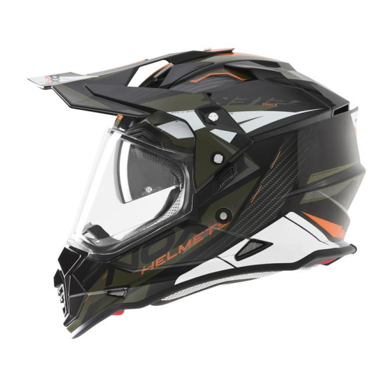 NOX PROMOCJA KASK OFFROAD / TRAIL DUOSPORT (DUAL) N312 TRACK Z SZYBKĄ I BLENDĄ KOLOR POMARAŃCZOWY / ZIELONY (KHAKI) ROZM