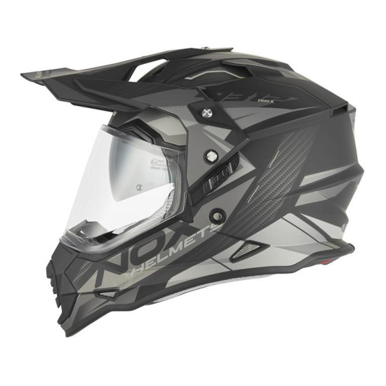 NOX PROMOCJA KASK OFFROAD / TRAIL DUOSPORT (DUAL) N312 TRACK Z SZYBKĄ I BLENDĄ KOLOR CZARNY MAT / SREBRNY ROZMIAR M