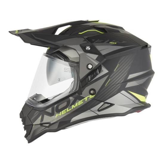 NOX PROMOCJA KASK OFFROAD / TRAIL DUOSPORT (DUAL) N312 TRACK Z SZYBKĄ I BLENDĄ KOLOR CZARNY MAT / ŻÓLTY FLUO ROZMIAR S