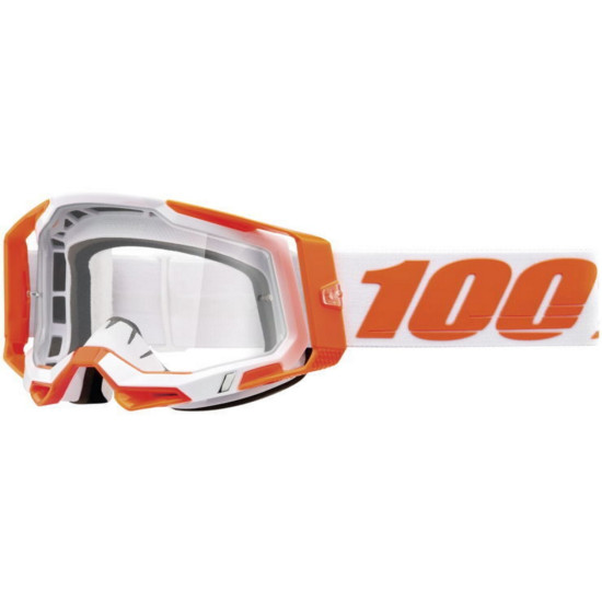 100 PROCENTŲ IŠPARDAVIMAS RACECRAFT 2 ORANŽINIAI AKINIAI - SKAIDRŪS LĘŠIAI - ORANŽINIAI / BALTI SKAIDRŪS LĘŠIAI