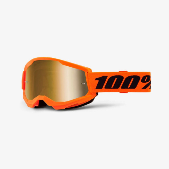 100 PERCENT STRATA 2 NEON ORANŽINIAI AKINIAI - VEIDRODINIAI AUKSINIAI LĘŠIAI - ORANŽINIAI / JUODI AUKSINIAI VEIDRODINIAI