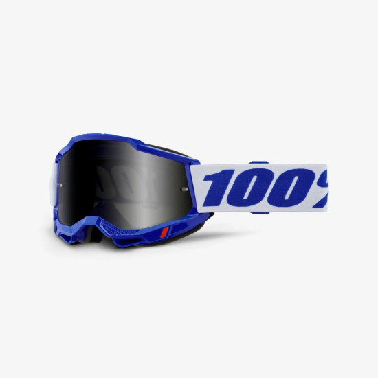 100 PERCENT ACCURI 2 ENDURO MOTO MĖLYNI AKINIAI - DŪMINIŲ LĘŠIŲ - MĖLYNI / BALTI RŪKYTI LĘŠIAI