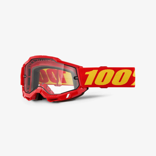 100 PROCENT GOGLE ACCURI 2 MTB RED - CLEAR PANE - KOLOR CZERWONY / ŻÓŁTY SZYBA PODWÓJNA PRZEŹROCZYSTA