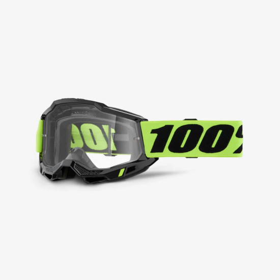 100 PERCENT ACCURI 2 NEON YELLOW AKINIAI - SKAIDRŪS LĘŠIAI, GELTONA FLUO / JUODI, SKAIDRŪS LĘŠIAI