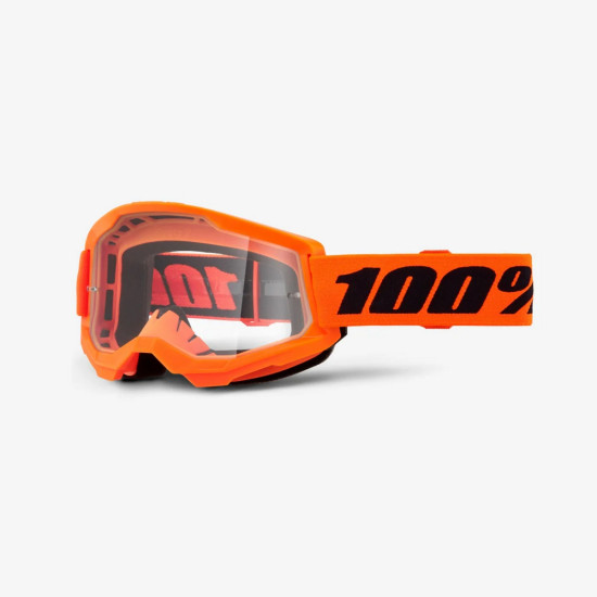 100 PROCENT GOGLE STRATA 2 NEON ORANGE - CLEAR LENS - KOLOR POMARAŃCZOWY / CZARNY SZYBKA PRZEŹROCZYSTA