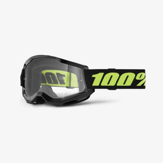 100 PROCENT GOGLE STRATA 2 SOLAR ECLIPSE - CLEAR LENS - KOLOR CZARNY / ŻÓŁTY FLUO SZYBKA PRZEŹROCZYSTA