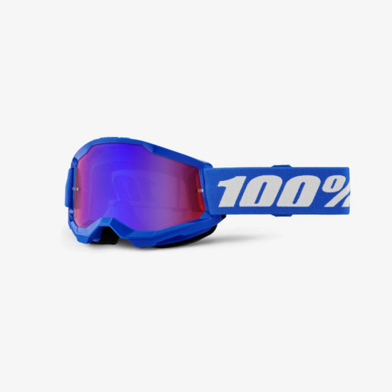 100 PROCENT GOGLE STRATA 2 YOUTH JUNIOR BLUE - MIRROR RED / BLUE LENS - KOLOR NIEBIESKI / BIAŁY SZYBKA CZERWONE / NIEBIE
