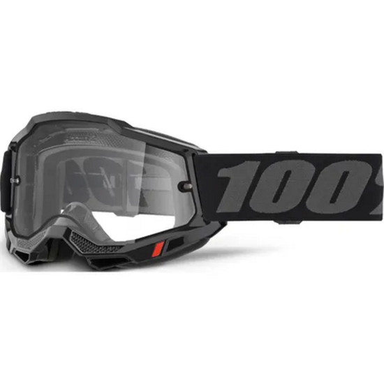 100 PERCENT ACCURI 2 ENDURO MOTO JUODI AKINIAI - SKAIDRŪS LĘŠIAI - JUODI / PILKI SKAIDRŪS LĘŠIAI