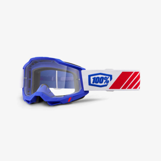 100 PROCENT GOGLE ACCURI 2 KOLBY - CLEAR LENS - KOLOR NIEBIESKI MAT / BIAŁY / CZERWONY SZYBKA PRZEŹROCZYSTA