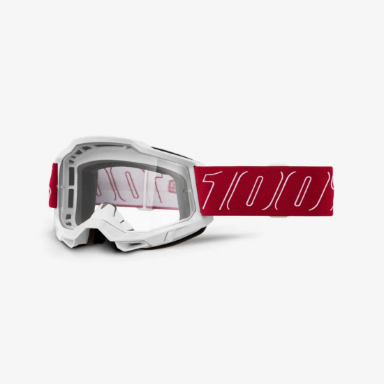 100 PERCENT ACCURI 2 REDLINE AKINIAI - SKAIDRŪS LĘŠIAI - RAUDONI / BALTI SKAIDRŪS LĘŠIAI