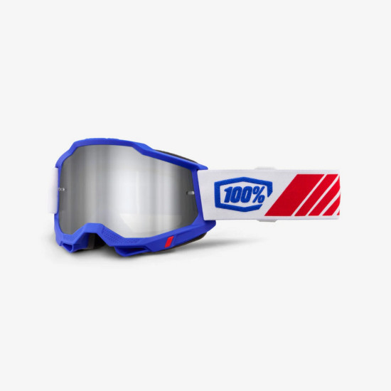 100 PROCENT GOGLE ACCURI 2 KOLBY - MIRROR SILVER LENS - KOLOR NIEBIESKI MAT / BIAŁY / CZARWONY SZYBKA SREBRNE LUSTRO
