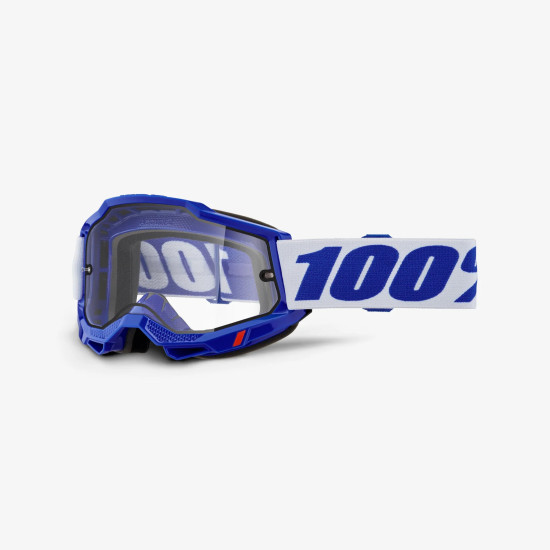 100 PERCENT ACCURI 2 ENDURO MOTO MĖLYNI AKINIAI - DVIGUBAI SKAIDRŪS LĘŠIAI - MĖLYNI / BALTI DVIGUBAI SKAIDRŪS LĘŠIAI