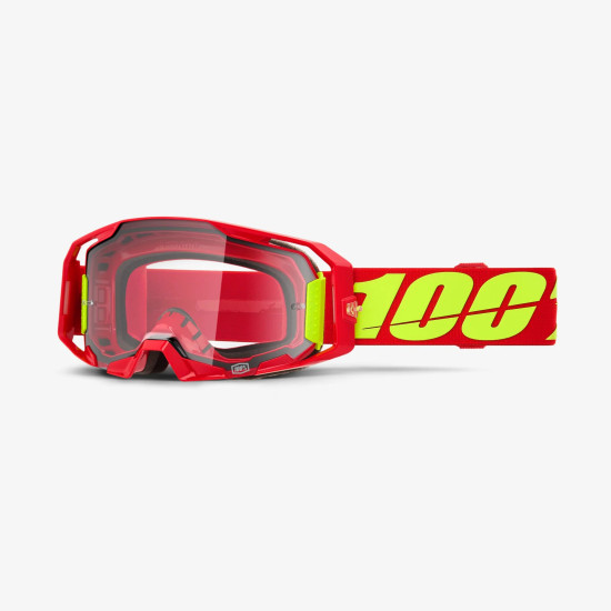100 PERCENT ARMATIC RAUDONOS SPALVOS AKINIAI - SKAIDRŪS LĘŠIAI - RAUDONI / GELTONI FLUO SKAIDRŪS LĘŠIAI