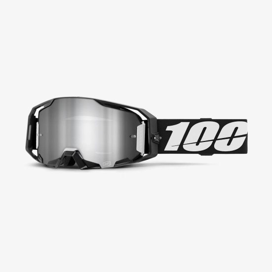 100 PROCENT GOGLE ARMATIC BLACK - MIRROR SILVER FLASH LENS - KOLOR CZARNY / SZARY / BIAŁY SZYBA SREBRNE LUSTRO