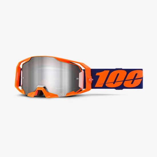 100 PROCENT GOGLE ARMATIC NEON ORANGE - MIRROR SILVER FLASH LENS - KOLOR POMARAŃCZOWY / BIAŁY / NIEBIESKI SZYBA SREBRNE 