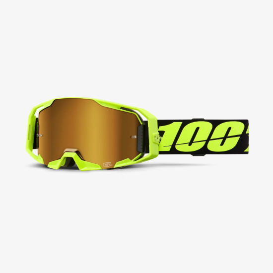 100 PERCENT ARMATIC NEON YELLOW AKINIAI - VEIDRODINIAI AUKSINIAI LĘŠIAI - SPALVA FLUO GELTONA / JUODA AUKSINĖ SU VEIDROD