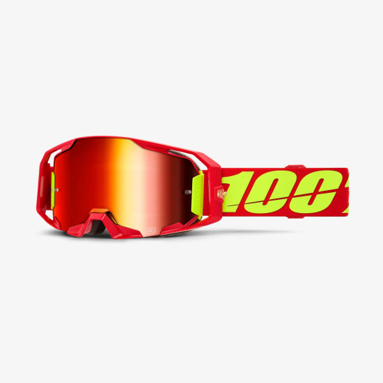 100 PROCENT GOGLE ARMATIC RED - MIRROR RED LENS - KOLOR CZERWONY / ŻÓŁTY FLUO SZYBA CZERWONE LUSTRO