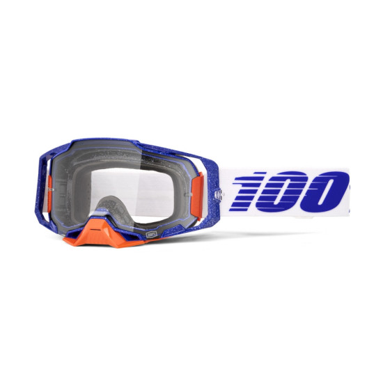 100 PROCENT GOGLE ARMEGA LAVINGAAD - CLEAR LENS - KOLOR NIEBIESKI / BIAŁY / POMARAŃCZOWY SZYBKA PRZEŹROCZYSTA