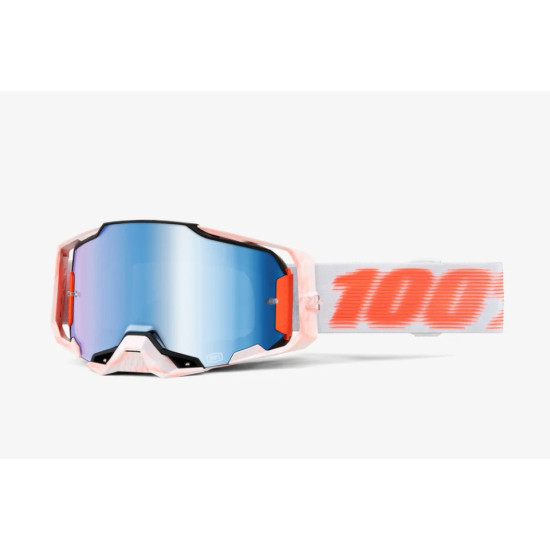 100 PROCENT GOGLE ARMEGA TUBULAR - MIRROR BLUE LENS - KOLOR BIAŁY / POMARAŃCZOWY SZYBKA NIEBIESKIE LUSTRO
