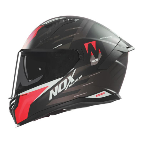 NOX PROMOCJA KASK INTEGRALNY (FULL FACE) Z BLENDĄ N401 CROWER KOLOR CZARNY / CZERWONY MAT ROZMIAR XL