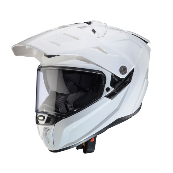 CABERG BEKELĖS / TRAIL / NUOTYKIŲ DUOSPORT (DVIGUBA) TANAMI TVIRTAS ŠALMAS SU LĘŠIAIS IR SKYDELIU, SPALVA BALTA, BLIZGI,