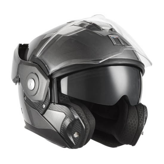 NOX PREMIUM FLIP-BACK MULTI-FACE HELMET WITH SPINNER BLEND, TITANIUM GLOSSY, SIZE M